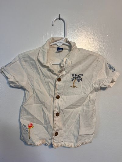 Old Navy Off White Button Down Hawaiian Style Shirt 18-24 Months