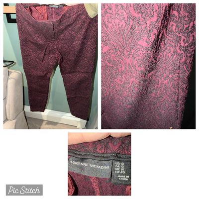 Adrienne Vitandini Maroon pants with black pattern Women's 10