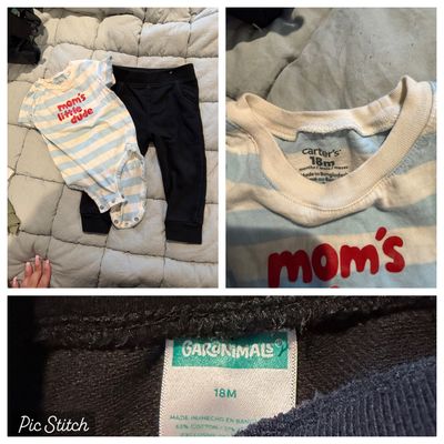 Carters and granimals Mom onesie and black pants 18 Months