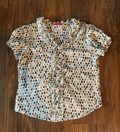 Sunny Leigh Brown & white polkadot top Women's - S