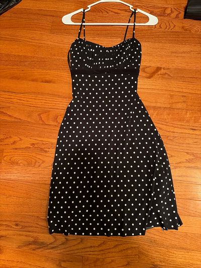 Black white white polka dot dress  Junior S - 1
