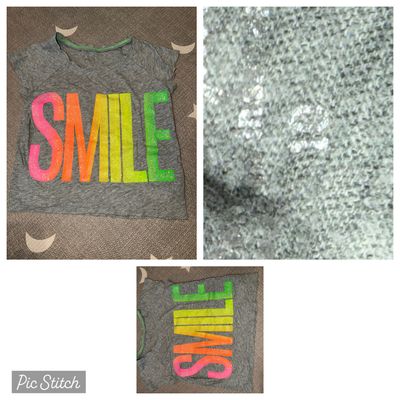 Grey short sleeve SMILE multicolor 10-12
