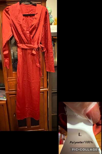 NEW SATIN RUST DRESS  Women's - L