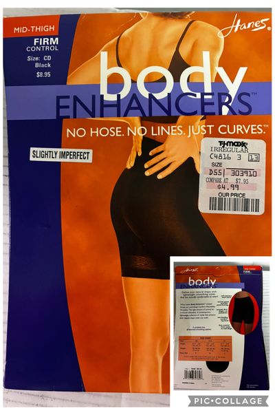 NEW Hanes body enhancers mid thigh shaper Firm control butt and thigh shaper size EF nude -not panty hose Women's - M