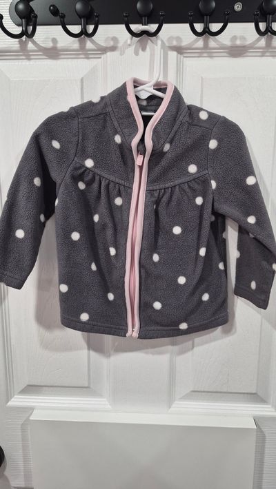 Old Navy fleece grey poka dot zip up sweater 18-24 Months