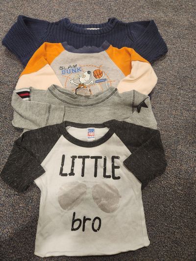 Various Sweater + 3 long sleeve shirts 3-6 Months