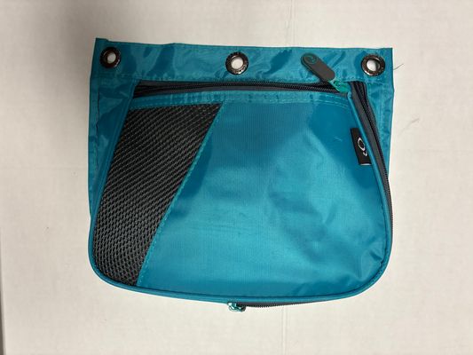 Ischolar 2 pocket expandable pen pencil case Blueish w 3 ring binder holes 2 zipper areas