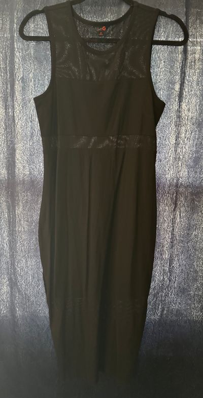 G Express Long Black Sleeveless Dress w/ Some Sheer Top, Mid & Bottom Women's - M