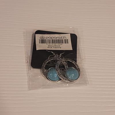 Paparazzi  Silver Turquoise Hook Earrings