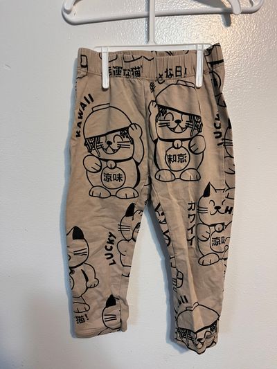 Zara Japanese Lucky Cat Pants Size 3t-4t, Fits Slim 3T