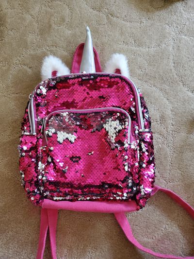 Pink sequin unicorn backpack
