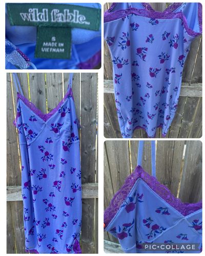 Wild fable purple slip dress Purple slip dress w lace detail floral print Women's - S