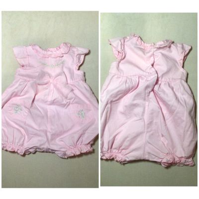 Little Me Pink romper with embroidered florals  3 Months