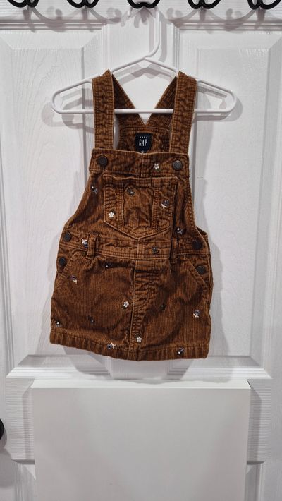 Baby Gap brown corduroy flower print dress 2T