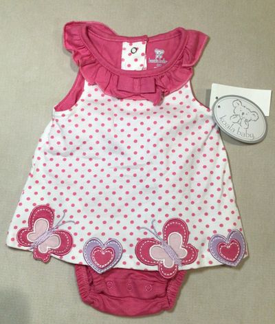 Koala Baby NWT bodysuit dress Polka dots and butterflies 3 Months