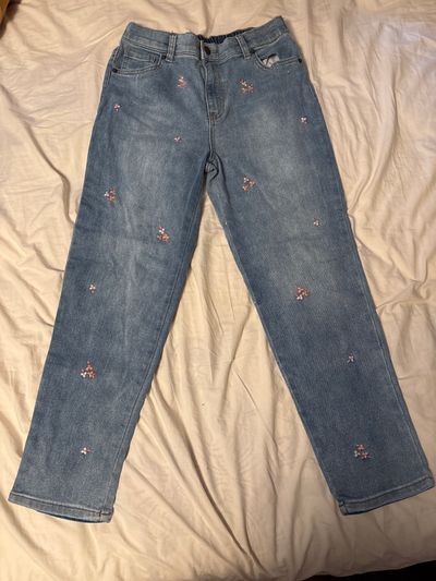 Cat n jack 5 Light blue denim w floral stitching embroidery 14-16