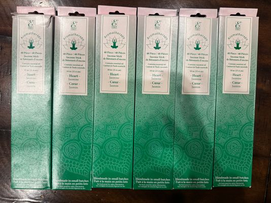 6 boxes of jasmine incense sticks. 40 in each box 6 boxes of jasmine incense sticks. 40 in each box.