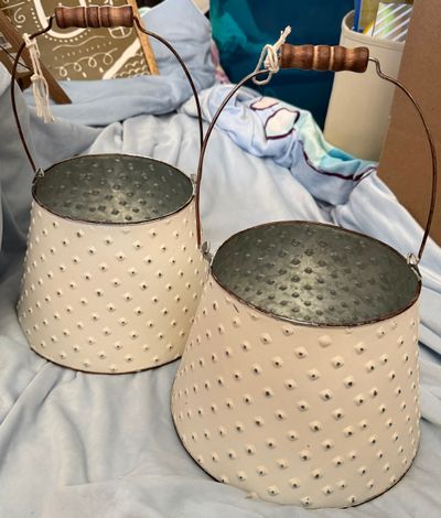2 Decorative Tins with Handles