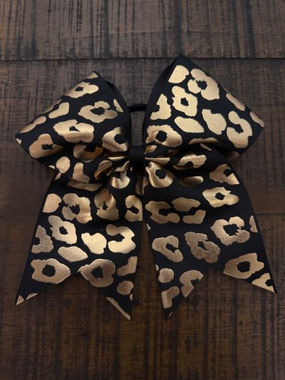 Boutique NEW 3 inch cheer bow black, gold cheetah
