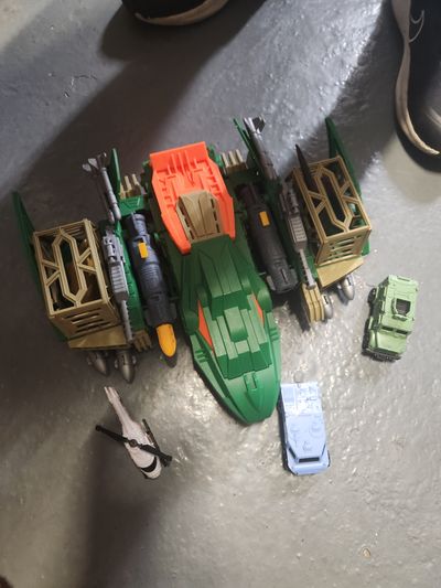 Army plane and vehicles