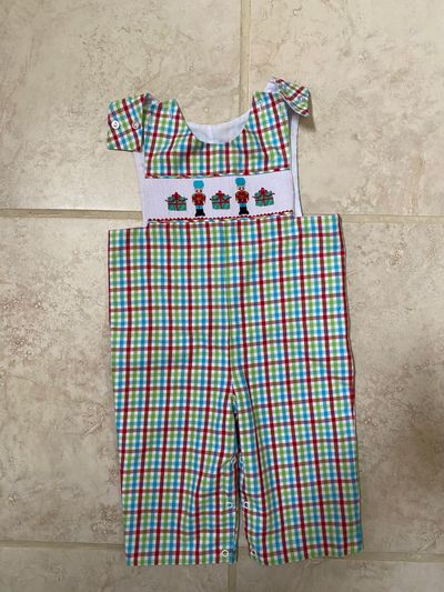 Kellys Kids Smocked Christmas Overalls 18 Months