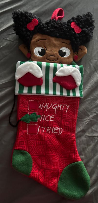 Black Paper Party Girls Naughty Nice Tried Christmas Stocking