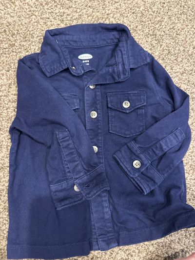 Old Navy long sleeve button down shirt Navy 12-18 Months