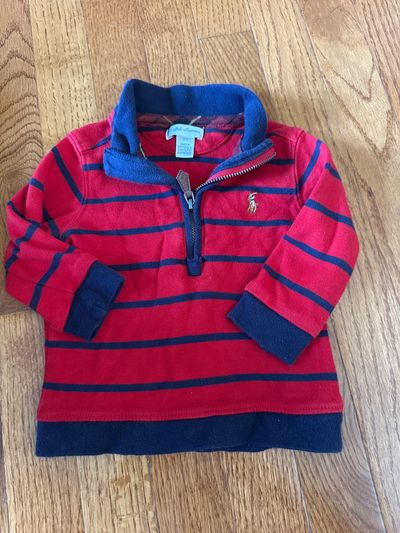 Polo Ralph Lauren Zip pullover striped sweater 12 Months