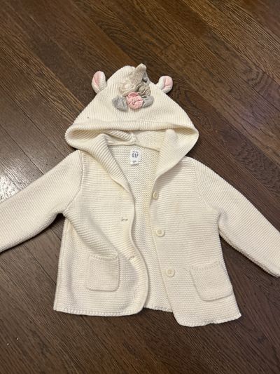 Baby Gap 6-12m Unicorn Hooded Sweater 12 Months