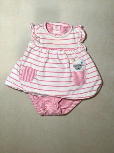 Carters Pink and white bodysuit dress  6 Months