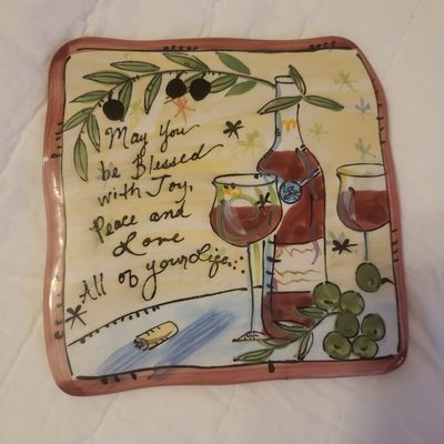 Julia Junkin 7x7 decor ceramic wine plaque
