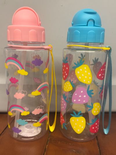 2 Brand New Girls Cups with handle and straw 2 Brand New Girls Cups with handle and straw
