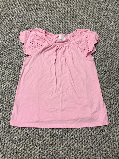 Wonder nation Pink shirt sleeve shirt with lace sleeves 6T/6