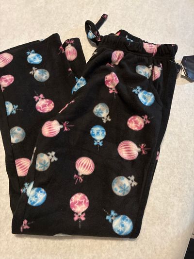 Bottom up girls - Brand new holiday fleece pjs Black with ornaments Women's - L
