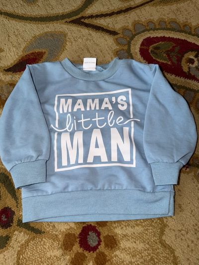 Mamas little man Blue sweatshirt 3-6 Months