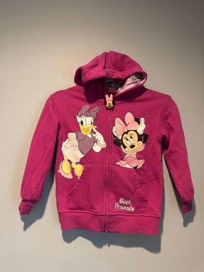 Disney Zip up hoodie pink Minnie & Daisy best friends 7-8