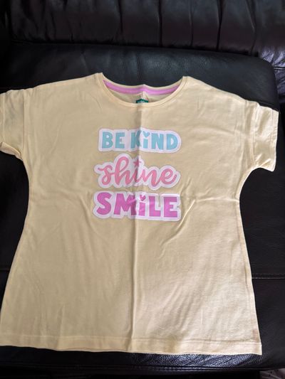 385 Kids Yellow Be Kind Shine Smile SS Shirt 7-8