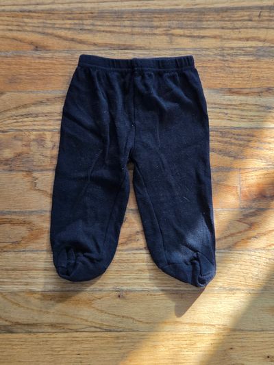 Footed Black Pants  3-6 Months