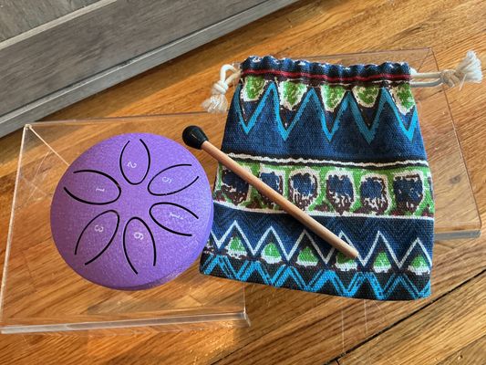 Mini Rain Drum with carrying case Approximately 3 inches in diameter
