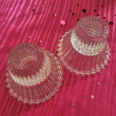 unknown 2 Clear glass candle stick holder
