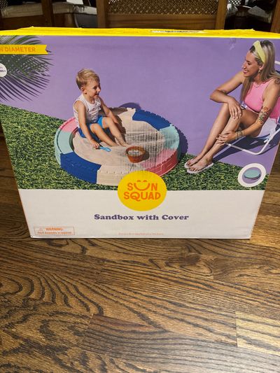 Brand new sun squad sandbox with cover from target 45 inch diameter 6 inch height retail 40