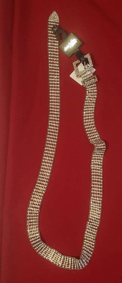 charlotte russe size Large 46in beautiful sparkling like diamond silver belt 46