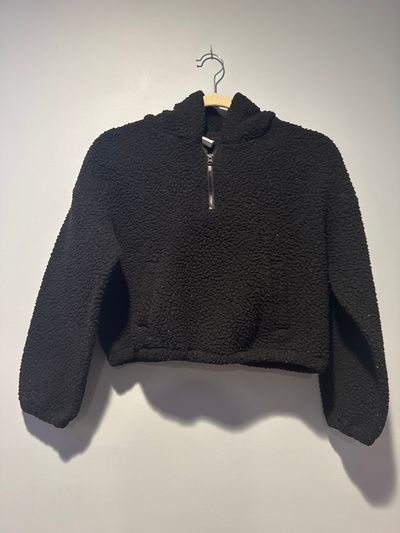 Old Navy Black 1/4 zip hoodie pullover 10-12