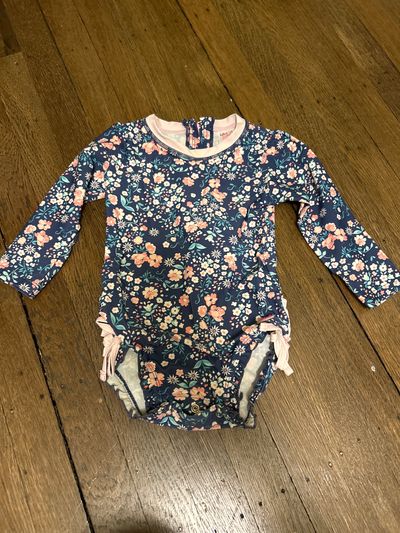 Rufflebutts Blue Pink Floral 18-24 Months