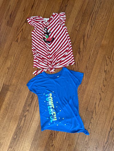 Montauk/Athletic Set of 2 Red Striped/Blue shirts 7-8