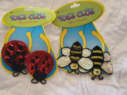 Toez Cloz New Bee& lady bug Clip on fashion fun to shoes sandles flip-flops