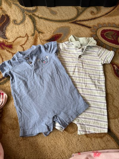 Cloud island Set of 2 short sleeve rompers 3-6 Months