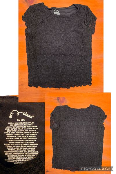 At Class Girl's black textured lace top 14-16