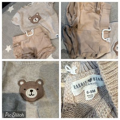 Rabbit bear organic Organic Short sleeve shirt with bear and shorts 6-9 Months