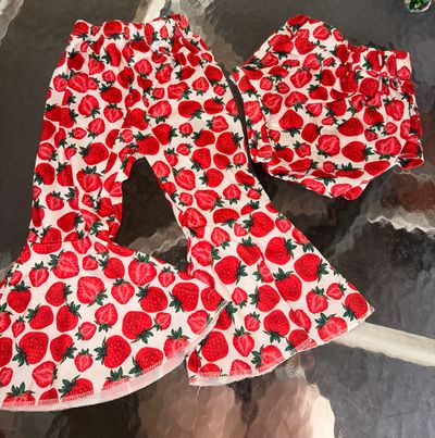 Shein strawberry bellbottoms and matching diaper cover 12-18 Months